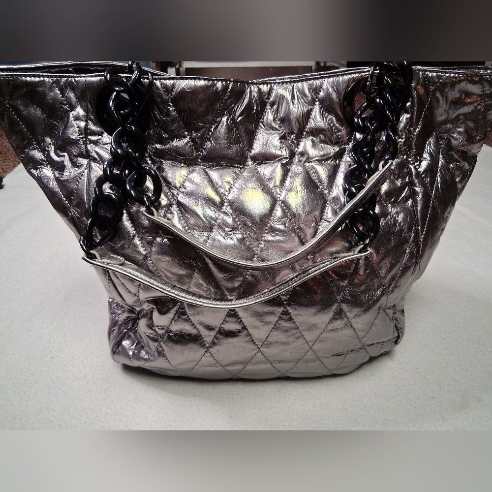 Armani Exchange Metallic Quilted Tote - Picture 5 of 8